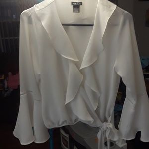 Rue 21 sheer 3/4 sleeve crop blouse